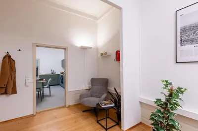 Ein Sitzbereich in der Unterkunft Modern apartment in a central location