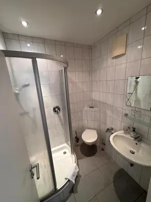 Ein Badezimmer in der Unterkunft Gasthaus & Pension Grüner Baum Eberbach
