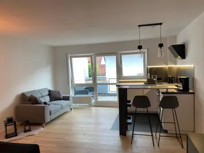 Ein Sitzbereich in der Unterkunft Renovated, cozy 1-room apartment with balcony