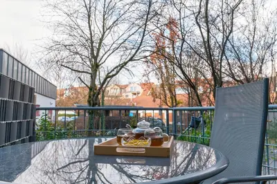 Ein Balkon oder eine Terrasse in der Unterkunft Großes 3-Zimmer Apartment in Bretten für bis zu 7 Personen , Parkplatz