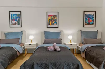 Ein Bett oder Betten in einem Zimmer der Unterkunft Großes 3-Zimmer Apartment in Bretten für bis zu 7 Personen , Parkplatz