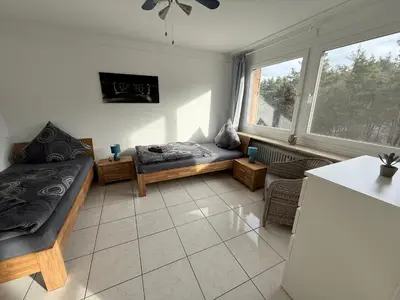 Ein Sitzbereich in der Unterkunft Apartment auf dem Betzenberg