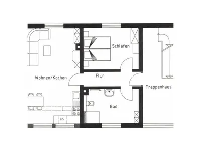 Grundriss der Unterkunft Holiday apartment with 1 bedroom