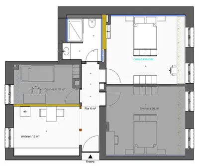 Grundriss der Unterkunft Zimmer im Erdgeschoss