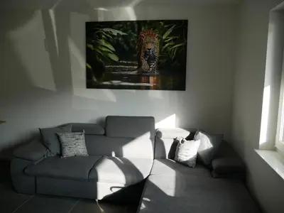 Ein Sitzbereich in der Unterkunft Herrnsheim Appartements