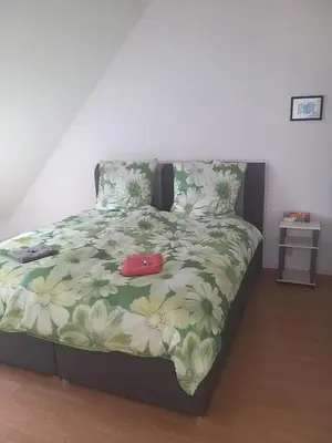 Ein Bett oder Betten in einem Zimmer der Unterkunft Ueber den Dächern von Alzey