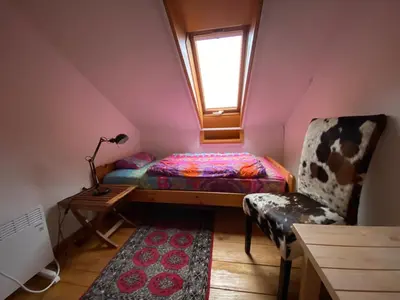 Ein Bett oder Betten in einem Zimmer der Unterkunft Burgblick Stube - Apartment für bis zu 4 Personen - Haustiere willkommen - mit Einbauküche - Fahrradparkplatz etc