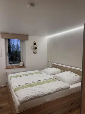 Ein Bett oder Betten in einem Zimmer der Unterkunft Alex' Apartments Waldharmonie