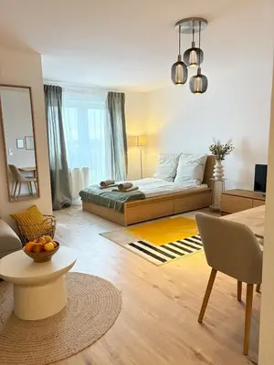 Ein Sitzbereich in der Unterkunft Modernes Zentrales Designer Apartment I Perfekt für Arbeiten & Familien