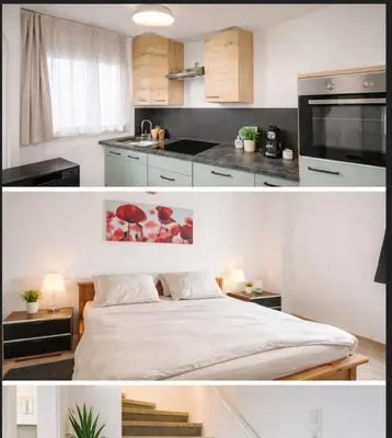 Küche/Küchenzeile in der Unterkunft Maisonette am Burg