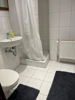 Ein Badezimmer in der Unterkunft Haus zum Bacchus Privates Einzelzimmer nahe Bahnhof Römisches Theater, Mainz