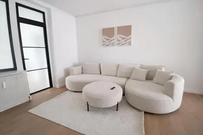 Ein Sitzbereich in der Unterkunft Urban Stay Goldstadt