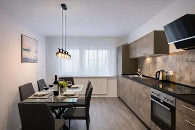 Küche/Küchenzeile in der Unterkunft Modern City Apartment Pforzheim frieden apartments