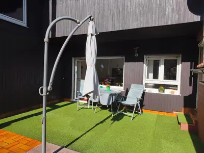 Ein Patio oder anderer Außenbereich in der Unterkunft Ferienwohnung unter der Burg