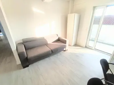 Ein Sitzbereich in der Unterkunft Apartment mit Balkon