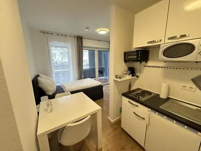 Küche/Küchenzeile in der Unterkunft Business Apartment mit Balkon, 1 Person, zentrumsnah