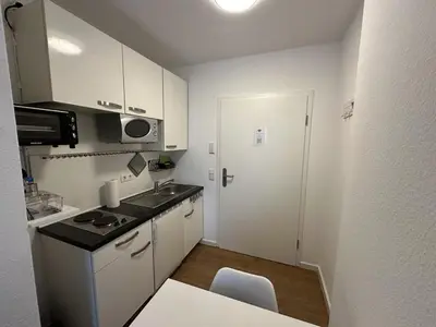 Küche/Küchenzeile in der Unterkunft Business Apartment mit Balkon, 1 Person, zentrumsnah
