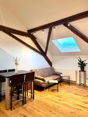 Ein Sitzbereich in der Unterkunft Rebenblick Ferienwohnung an der Weinstraße