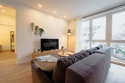 Ein Sitzbereich in der Unterkunft Schlossberg Residences XXL City-Apartment Heppenheim