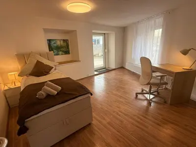 Ein Sitzbereich in der Unterkunft Apartments möblierte Wohnungen Mainz
