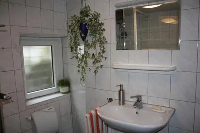 Ein Badezimmer in der Unterkunft Monteur- und Ferienhaus Hirsch