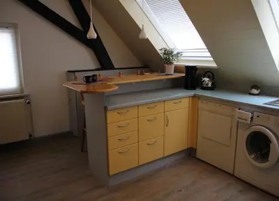 Küche/Küchenzeile in der Unterkunft Ferienwohnung Schalander