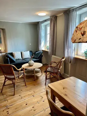 Ein Sitzbereich in der Unterkunft Wohnung mit besonderem Ausblick