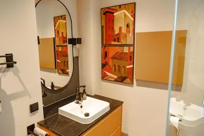 Ein Badezimmer in der Unterkunft LUI CityApartment an der Weinstrasse - Boho Stil