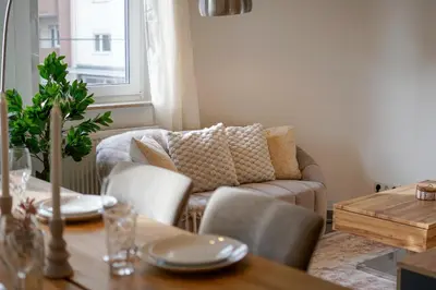 Ein Sitzbereich in der Unterkunft Wohnkultur - Designapartment Mannheim