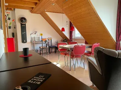 Ein Sitzbereich in der Unterkunft Wohnung Reinheim