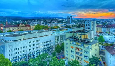 Ein allgemeiner Blick auf Pforzheim oder ein Stadtblick von der Ferienwohnung aus