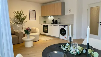 Küche/Küchenzeile in der Unterkunft Design Apartment Gruppen & Business 10 min zu SAP
