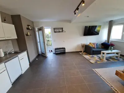 Küche/Küchenzeile in der Unterkunft Modernes Studio im Geo-Naturpark Bergstrasse-Odenwald