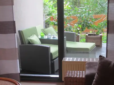 Ein Sitzbereich in der Unterkunft FeWo im Studio Wintergarten