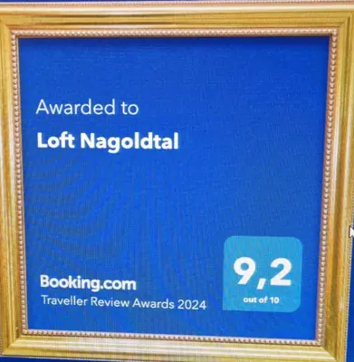 Ein Zertifikat, Auszeichnung, Logo oder anderes Dokument, das in der Unterkunft Loft Nagoldtal ausgestellt ist