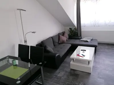 Ein Sitzbereich in der Unterkunft Stollis FeWo