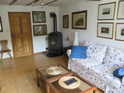 Ein Sitzbereich in der Unterkunft Historisches Ferienhaus Veste Dilsberg