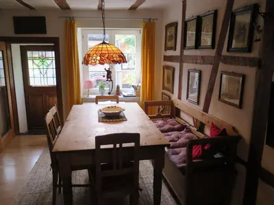 Ein Sitzbereich in der Unterkunft Historisches Ferienhaus Veste Dilsberg