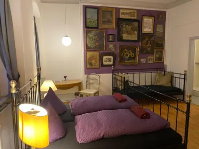Ein Bett oder Betten in einem Zimmer der Unterkunft Pension Jeske Heidelberg