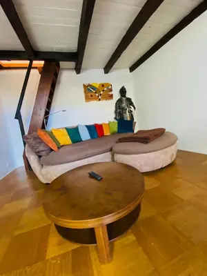 Ein Sitzbereich in der Unterkunft Ferienwohnung der Familie Budzisch