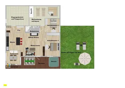 Grundriss der Unterkunft Wellness Ferienwohnung Szymecki- Sauna & Whirpool bei Heidelberg