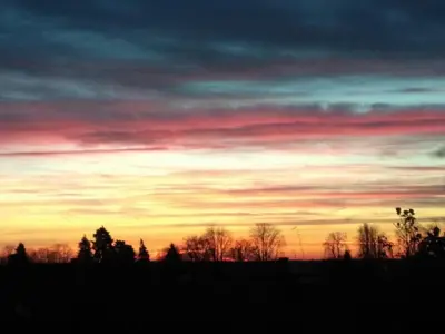 Blick auf den Sonnenuntergang/Sonnenaufgang von der Ferienwohnung aus oder aus der Nähe