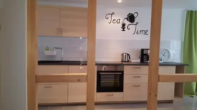 Küche/Küchenzeile in der Unterkunft Gästeappartements Bierfässl