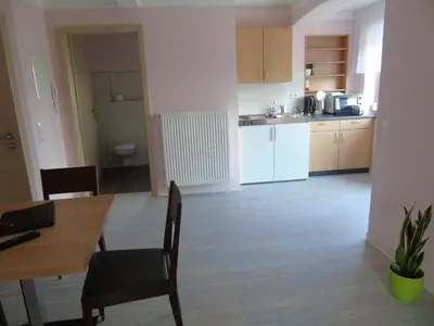 Küche/Küchenzeile in der Unterkunft Wein- Appartements Borth