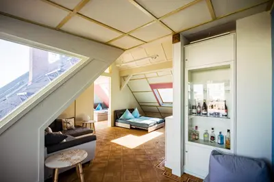 Ein Sitzbereich in der Unterkunft Rooftop Penthouse Karlsruhe