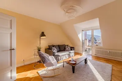 Ein Sitzbereich in der Unterkunft Zweite Heimat Heidelberg