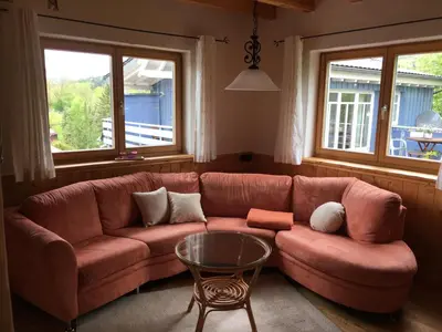 Ein Sitzbereich in der Unterkunft Ferienhaus Momo