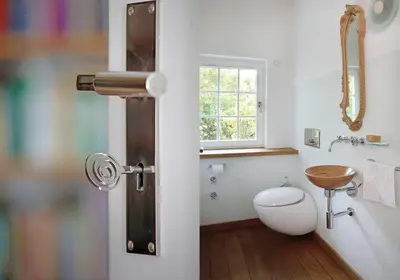 Ein Badezimmer in der Unterkunft Suite Martinus am Vortexgarten Mathildenhöhe