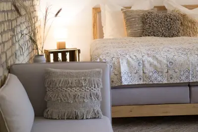 Ein Bett oder Betten in einem Zimmer der Unterkunft Die Fruchtstub