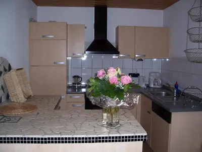 Küche/Küchenzeile in der Unterkunft Ferienwohnung Rosentraum